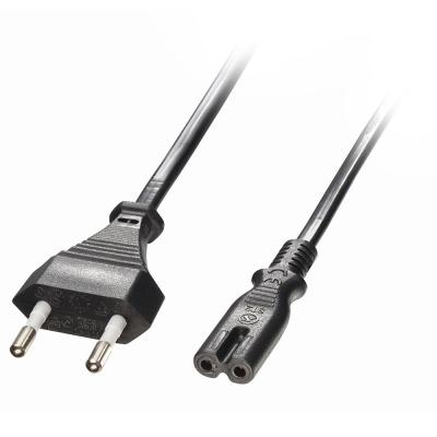 2m Euro 2 Pin Plug To IEC C7 Mains Power Cable Black